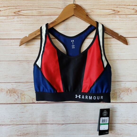 Armour Women's Mid Country Pride Sports Bra Large Blue Red Black White - Picture 4 of 12